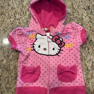 💖 Sz6 Hello Kitty Zip Up Hooded Short Sleeve Top💖
